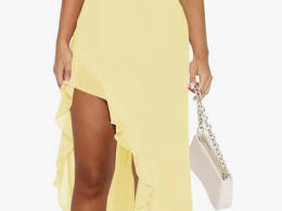 Women Sexy V Neck Sleeveless Mesh Ruffle Hem Bodycon Maxi Casual Backless High Slit Cocktail Party Dress